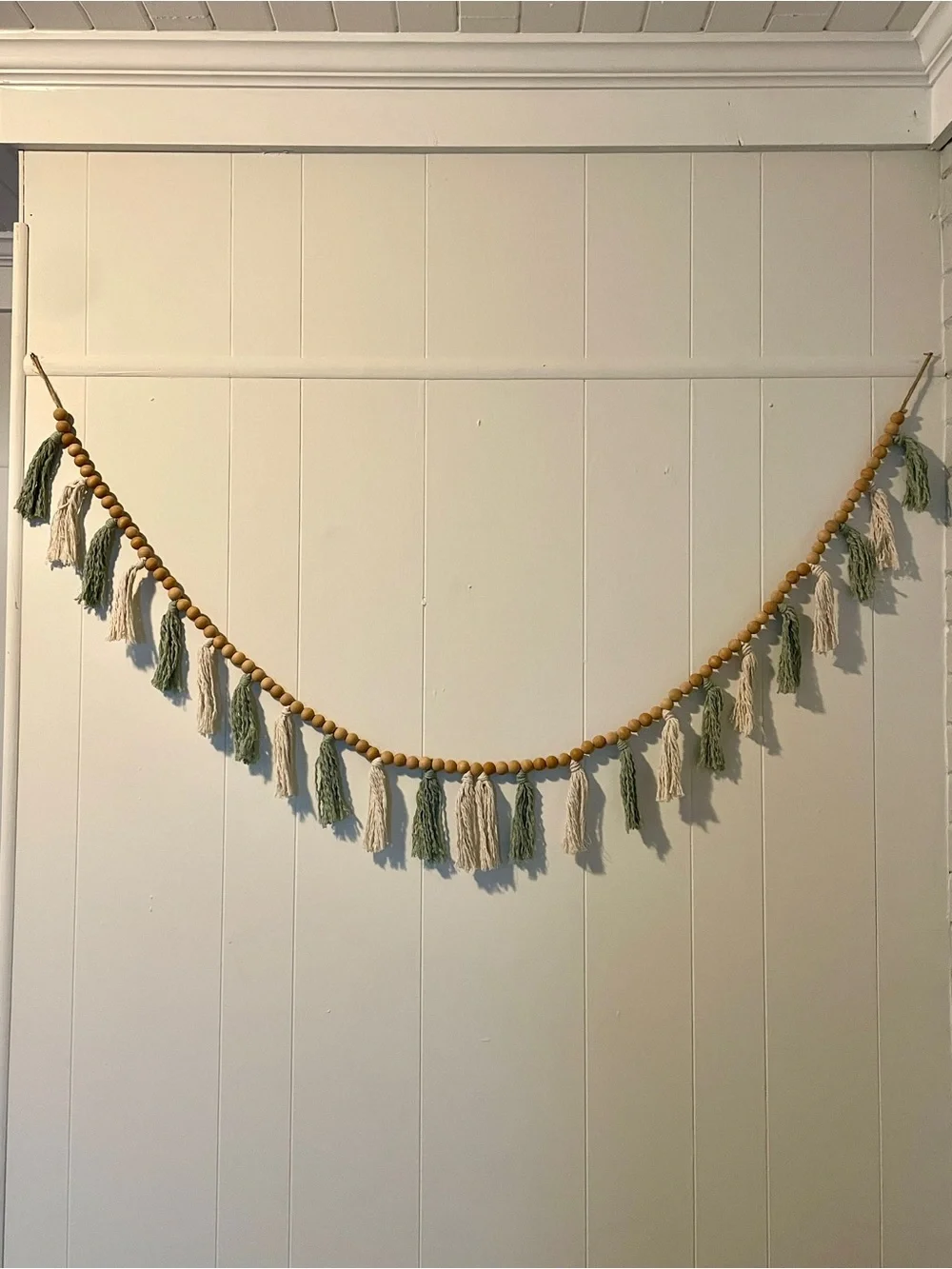 Handmade Boho Wood Bead Tassel Garland | Nursery Wall Decor | Farmhouse